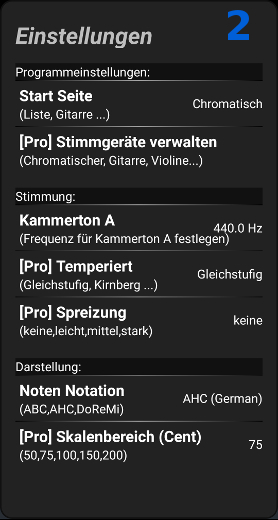 Einstellungen der Stimm-App