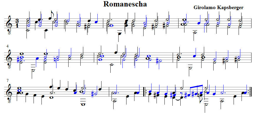 Kapsberger, Romanscha in C